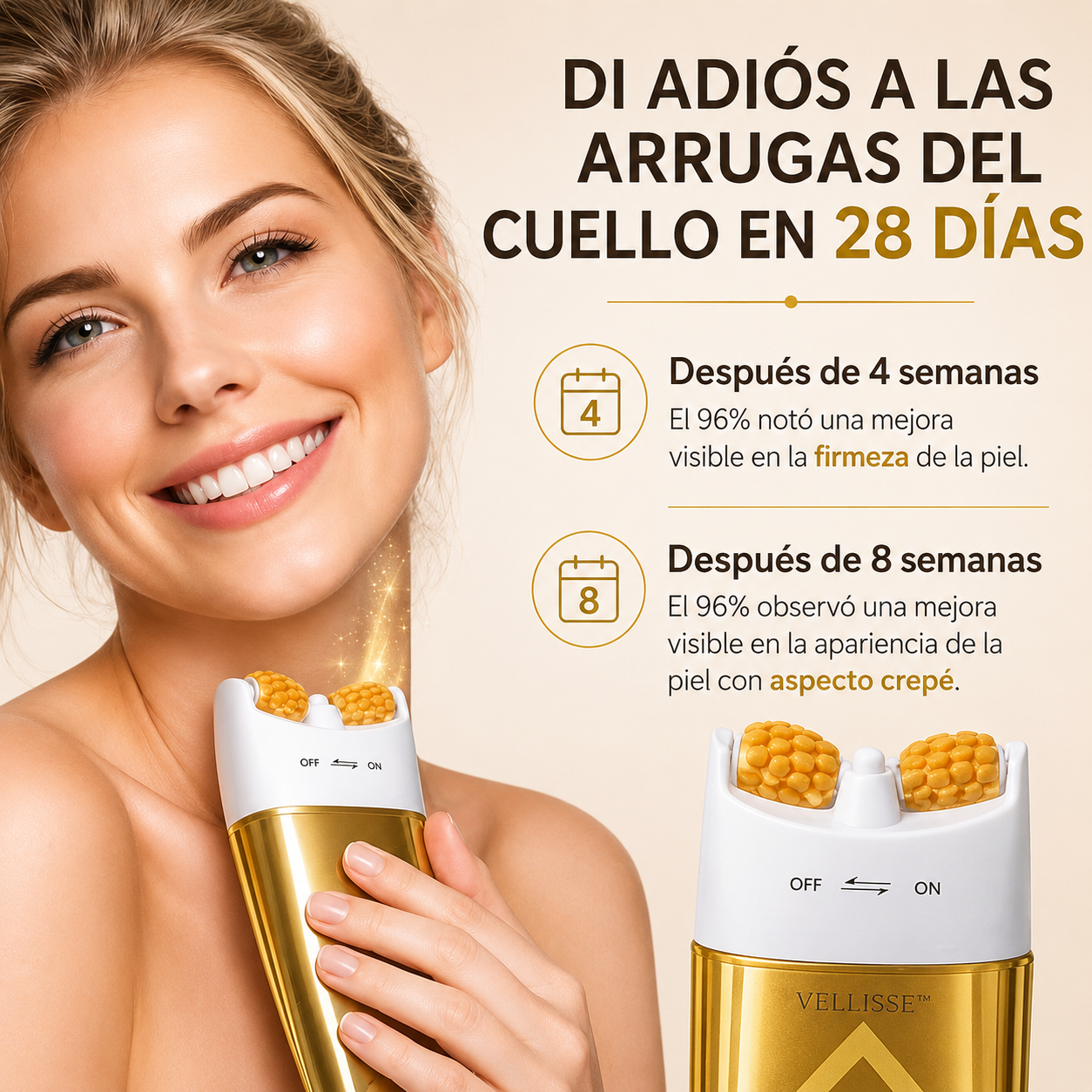 Crema reafirmante para el cuello con rodillo